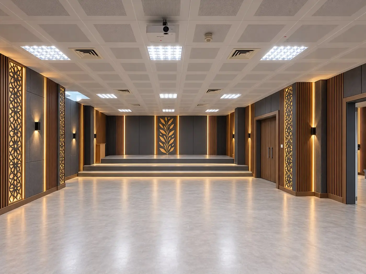 Konferans salonu dikey ahşap lambri duvar panel kaplaması